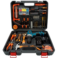 {SG} 117PCS Multifunctional Tools Set Electric Household 12V Cordless Power Drill Kits Toolbox with 1 Charge + 2 Battery