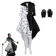 Halloween 101 Dalmatians Cruella De Vil Black & White Spotted Witch Costume