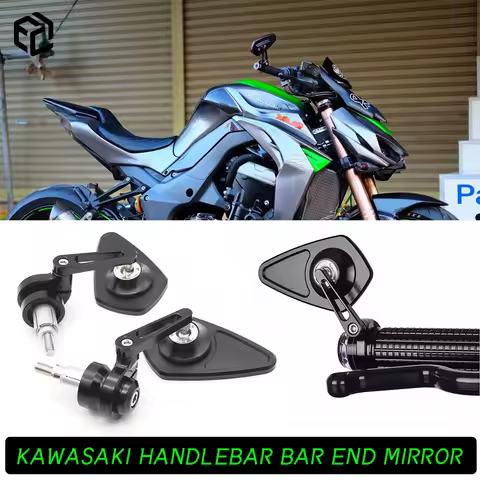 Motorcycle Black CNC Aluminium Handlebar Bar End Mirror M8 8MM Bolt-on For KAWASAKI Z800 Z900 Z900RS