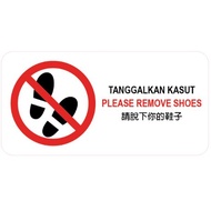 PLEASE TAKE OFF YOUR SHOES PVC STICKER 105x210mm