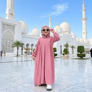 Girls' Gamis 1-12 Years Crinkle Syar'i Maryam Series Pinch Model Black White Sage Maroon Muslim Scho