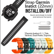 PREMIUM Strap Garmin instinct 2 1 Tactical Tide Dual Power Jam watch Esports Tali Silicone Baru Blac