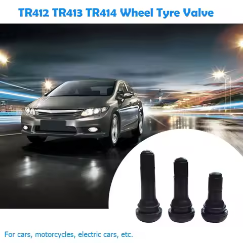 4pcs TR412/TR413/TR414 Tubeless Tyre Valve Snap-in Rubber Car Vacuum Tire Valve Aluminium Alloy Blac