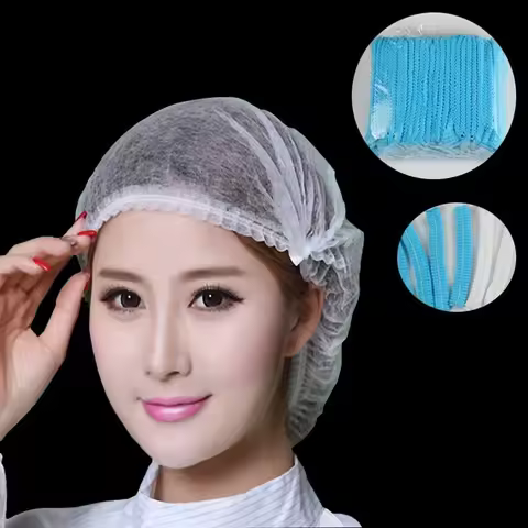 100 PCS Disposable Microblading Non Woven Fabric Makeup Hair Net Cap Sterile Hat Chef Catering Dust 