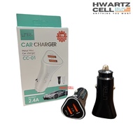 UMAX Car Charger Plugin Mobil saver charger Cas Mobil 2 USB 2.4A UMAX CC01