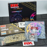 Y15ZR/Y15/Exciter150 RK Titanium Rainbow Sprocket Set With Gold Oring Chain 428 Unique Model Japan GS428KLO 40T/41T/42T