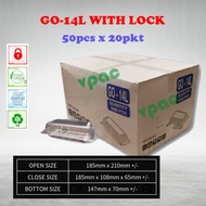 GO-14L OPS Plastic Tray with Lock (BULK 1,000pcs±)Bakery Disposable Clear TRAY / BENXON OPS H14L