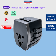 Morries Travel Adapter 2 USB 2 Type C premium black fast charge universal charger MS-R25