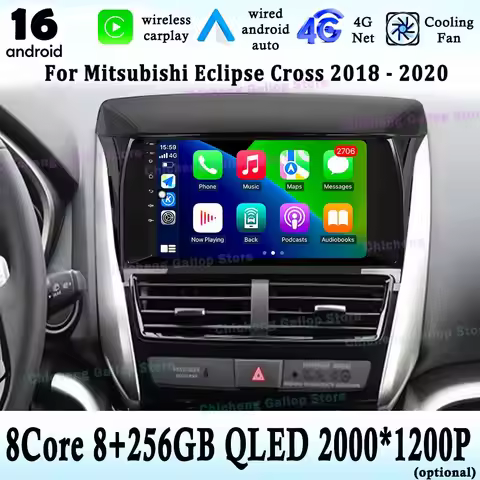 8 Core For Mitsubishi Eclipse Cross 2018 - 2020 CarPlay Android 16 Car Radio QLED Screen WIFI 4G DSP