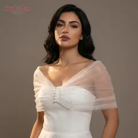 TOPQUEEN Bridal Wedding Dress Bolero Women'S Jacket With Pearl Short Top Cloak Wedding Accessories W