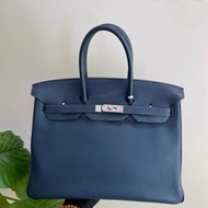 Hermes 愛馬仕 Birkin35 深邃藍 銀扣 togo皮 框N刻