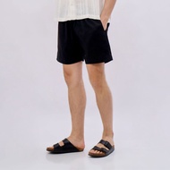 REMEDY Men's Black Beach Shorts - Black Elnido Linen Shorts