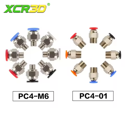 3d Printer Accessories PC4-M6 PC4-M10 PC4-01 Pneumatic Connectors For PTFE Tube Coupler j-head Fitti