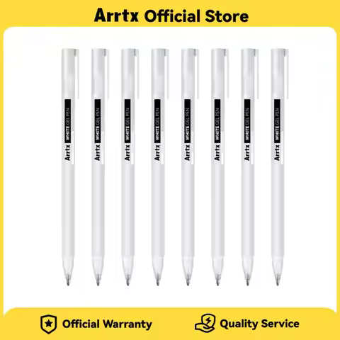 Arrtx White Gel Pens 8 Pack 1mm Fine Point Gel Ink Pen Opaque Archival for Black Paper Drawing Sketc