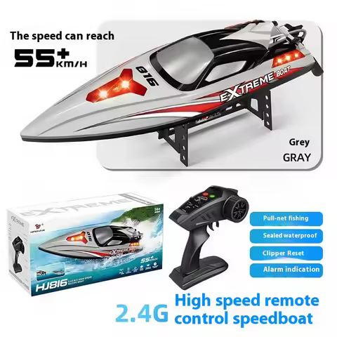2.4G 55km/h HXJRC HJ816 Fishing Brushless RC Boat High-Speed LED Light Speedboat Waterproof Electric