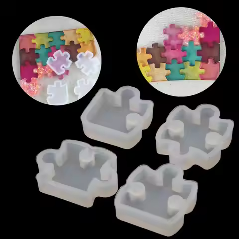 4Pcs Puzzle Gemstone Crystal Mold Silicone Mould DIY Jewelry Pendant Making Tool