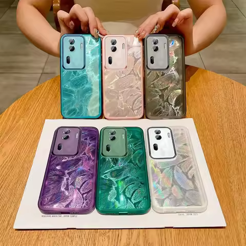 For Oppo Reno 11 Pro 10 Pro+ Plus 8 7 8t Reno11 F 5G Reno10 Reno8 T 4G Reno7 Lite Glitter Feather Pa