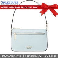 Kate Spade Handbag In Gift Box Leila Pebbled Leather Convertible Pouch Wristlet Dewy Blue # K6088