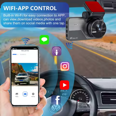 2026 Dash Cam Dual Lens 4K+2K Dual Recording Front and Rear 2160P+1440P Build-in Wifi G-Sensor 3 inc