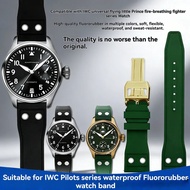 20mm 21mm 22mm Soft FKM Fluororubber Watch Strap For IWC Big Pilot Portofino TOP GUN series with Riv