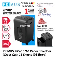 PRIMUS PRS-1526C Paper Shredder (Cross Cut)-15 Sheets (26 Liters) (Cross Cut, Paper Shredder, Shredder Machine