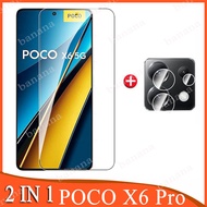 2 in 1 POCO X6 Pro 5G Full Cover Tempered Glass For POCO M6 Pro F5 F4 X3 Pro Screen Protector And Camera Protector