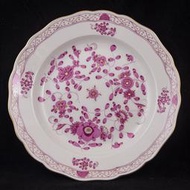 德國麥森Meissen 手繪複雜版紫印度之花大盤一級典藏品