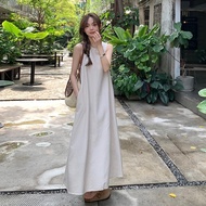 France's sleeveless dress women 2024 summer new design feeling back hollow round neck vest dress dre
