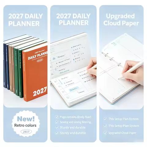 Planwith 2027 Planner Notebook Flip Up & Weekly Agenda Handbook,Pocket Planner with Stickers School 