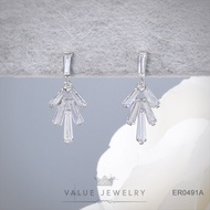 Value Jewelry ER0491 กว้าง1.2cmยาว3cm เครื่องประดับเพชรCZ เกรดพรีเมี่ยม หนีบ ห่วง ระย้า  เงินแท้ คริสตัล เพชร  สร้อยข้อมือ สร้อยคอ แหวน