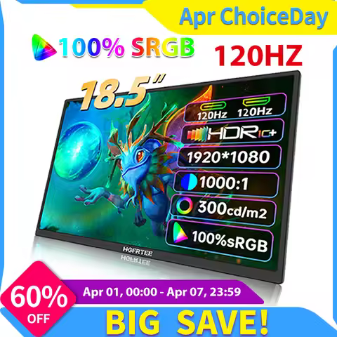 HGFRTEE 18.5inch Portable Monitor ADS-IPS 120Hz RGB100% Extended Display Laptop Second Screen With V