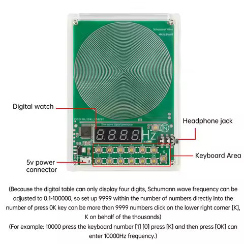 DC 5V 0.01Hz~100000Hz Schumann Adjustable Frequency Schumann Wave Generator Sine Wave Signal Generat
