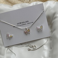 Suwann.na.shop สร้อยคอ สร้อยคอเงินแท้ สร้อยผีเสื้อหลากสี