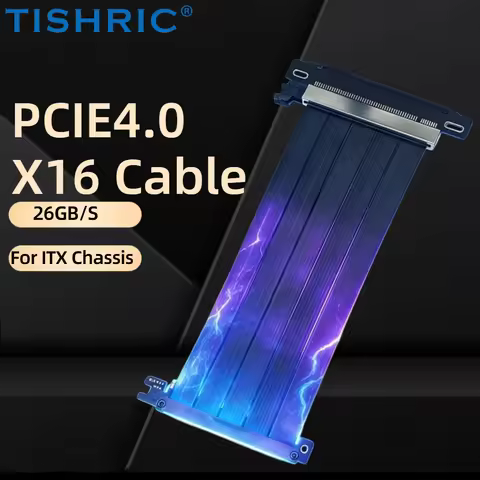 TISHRIC High-Speed PCIE 4.0/5.0 X16 Riser Cable 18.5/20cm Dual Reverse Extension 26/57GB/s For ITX C