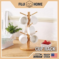 Wooden Cup Holder Mug Holder Cup Rack Tree Mug Stand Countertop Organizer 6 Cup Mug Holder Rack Rak 