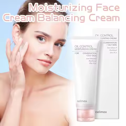 Celimax Oil Control Moisturizing Cream 80ml Pore Balancing Formula Hydrates Skin Reduces Shine Light