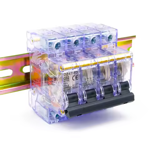 DZ47-63 Transparent MCB 1P/2P/3P/4P 32A DIN Rail Miniature Circuit Breaker 230/400V Short Circuit & 