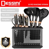 DESSINI ITALY Silicone Utensil Cutlery Turner Spoon Spaghetti Server Ladle Spatula Knife Scissor Kit