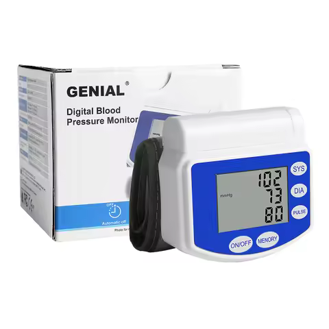 Wrist Blood Pressure Monitor Automatic Large LCD Display Adjustable Wrist Cuff Automatic 99 Reading 