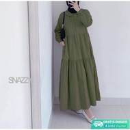 Baju Dress Wanita Luna Midi Dress Hijab Luna Midi Dress Panjang Muslimah Gamis  Gamis Bahan Adem Baju Panjang Kekinian Gamis Panjang Wanita Busui Luna Midi Dress Fashion Wanita