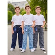 Baggy Seluar Budak Denim Cargo 6pocket [PREMIUM] quality Unisex baggyjeans/kids six pocket/boys