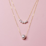 NYMPH Real 18K Gold Akoya Pearl Necklace Au750 Fine Jewelry White Round Aniversary Gift For Women Do