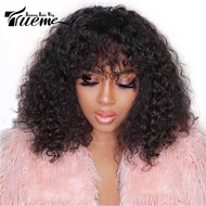 Trueme Curly Short Pixie Cut Bob Brazilian Human Hair Wigs With Bang Natual Black Red99j Ombre T1B/3