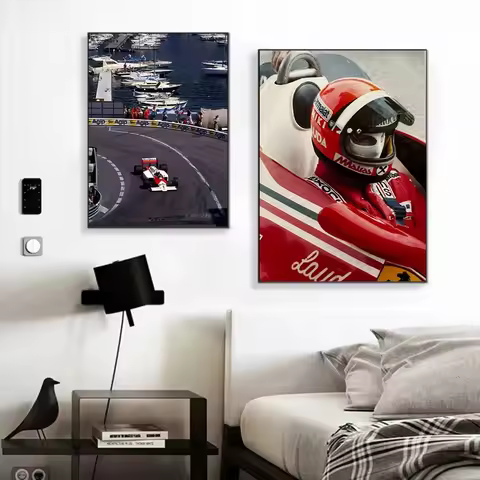 Vintage F1 Monaco Modern Fashion Racing Sports Car Photo Poster and Printed Canvas Painting Wall Art