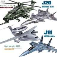 J-20 Fighter J-11 Su-57 aircraft model, Wuzhi-10 military assembly toy, tank model