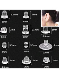 100入組耳塞與背墊,用於佩戴下垂耳環的安全靠墊,可替換耳鉤式耳環背墊