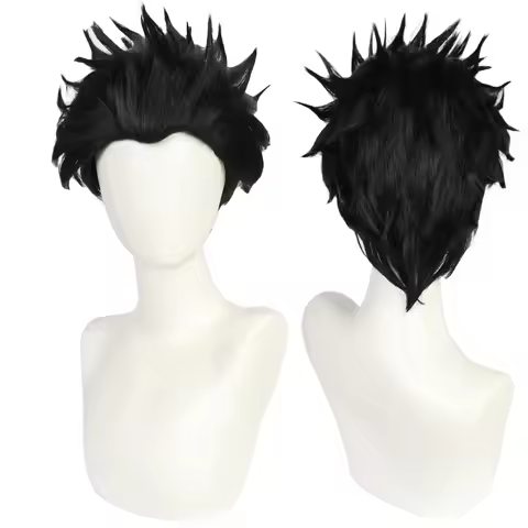 Anime Jujutsu Kaisen Ryomen Sukuna Cosplay Wig Black Short Hair Wigs Role Play Wigs for Party Hallow