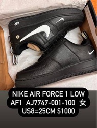 25cm】Nike Air Force 1 Low Af1  Aj7747-001-100 	女US8=25cm $1000
