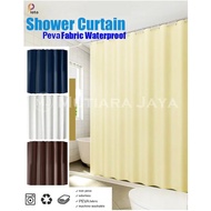 PLATO Bathroom Curtain Shower Curtain Premium Toilet Curtain Motif - 180 x 180 Cm, biru