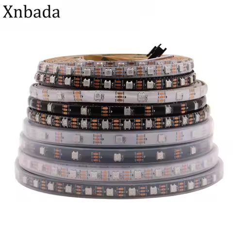WS2812B Led Strip 30/60/74/96/144 leds/m WS2812 Black/White PCB IP30/65/67 Smart RGB Led Light Strip